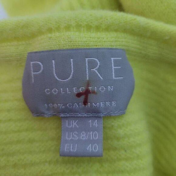 Pure Collection Womens 8/10 Medium 100% Cashmere Sweater Yellow Pullover - Picture 4 of 6